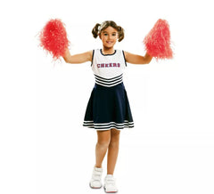 Weißes und blaues Cheerleader Kostüm für Mädchen