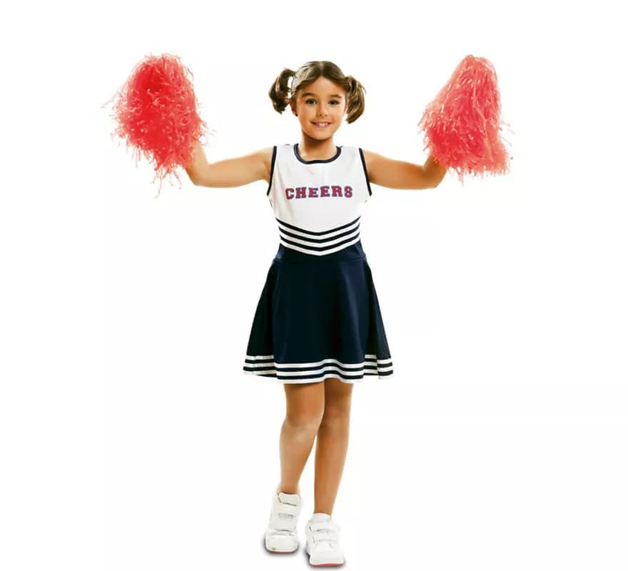 Translation missing: de.Disfraz de Cheerleader blanco y azul para niña