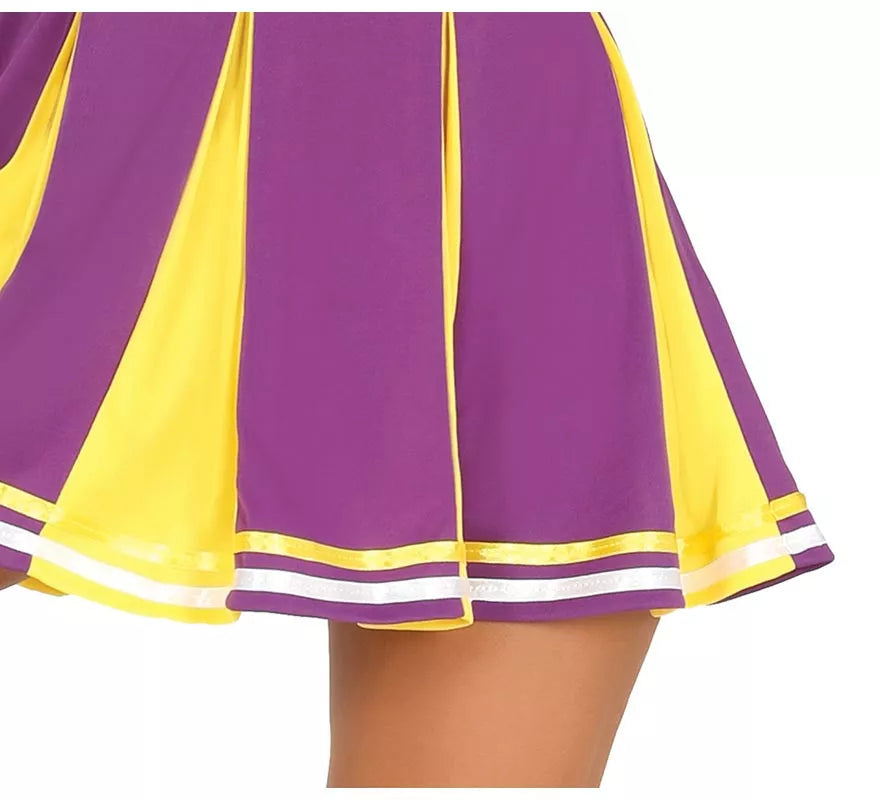 Translation missing: de.Disfraz de Cheerleader USA morado y amarillo para mujer