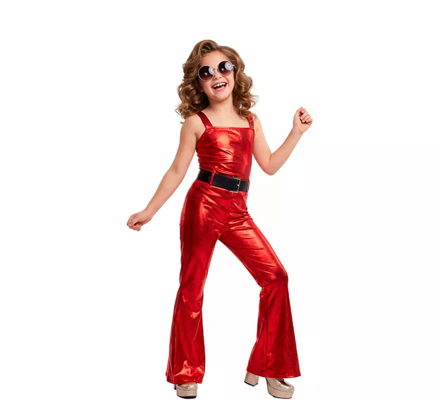 Disfraz de Chica Disco rojo para niña
