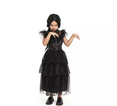 Gothic Mädchenkostüm im schwarzen Kleid für Mädchen und Jugendliche