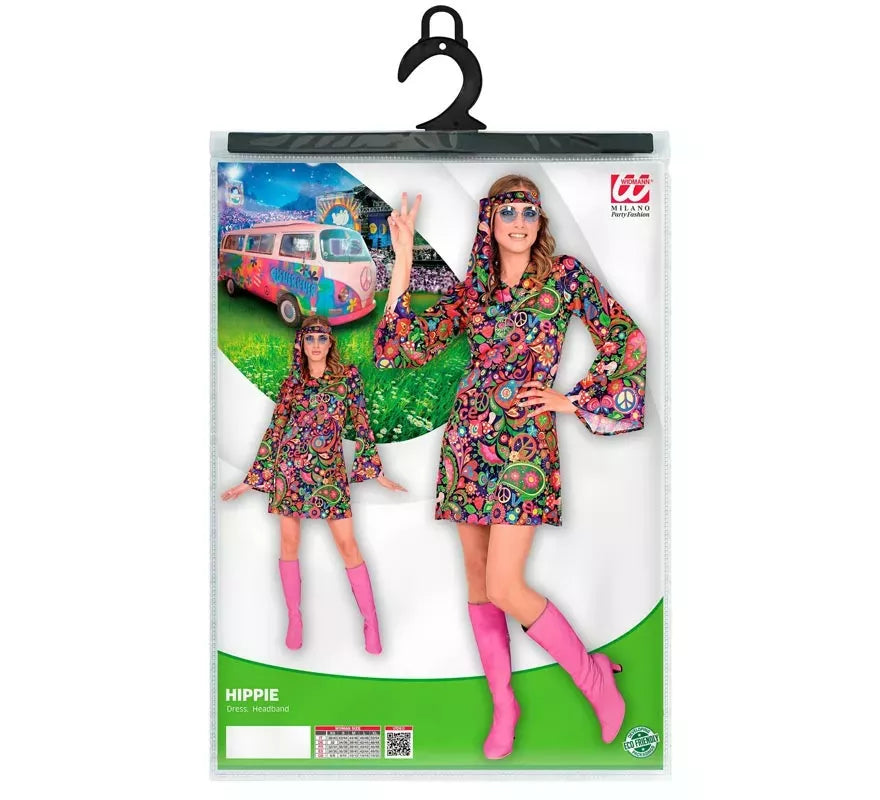Translation missing: de.Disfraz de Chica Hippie en vestido psicodélico para mujer