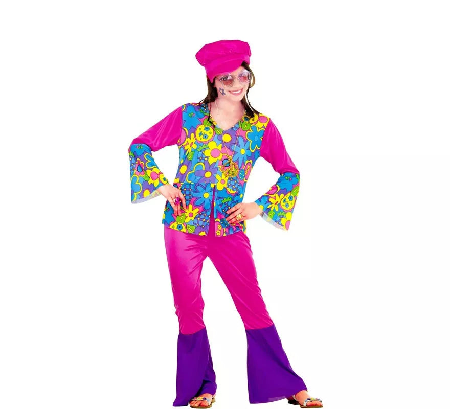 Translation missing: de.Disfraz de Chica Hippie morado para niña y adolescente