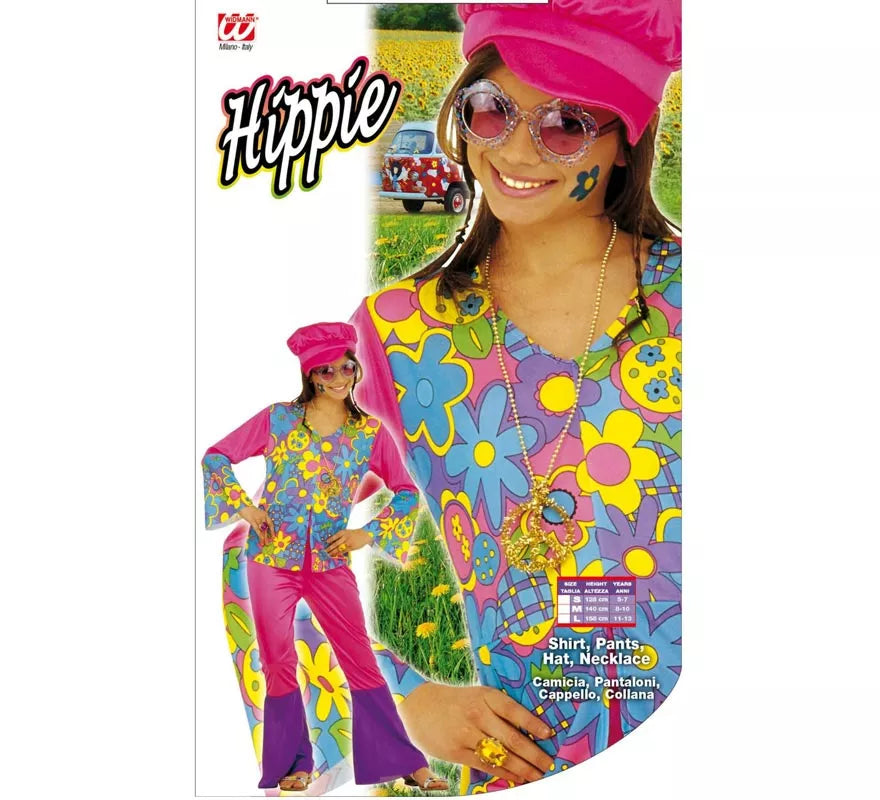 Disfraz de Chica Hippie morado para niña y adolescente