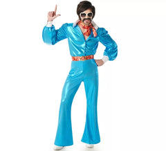 Blaues 70er Jahre Disco Boy Kostüm für Herren