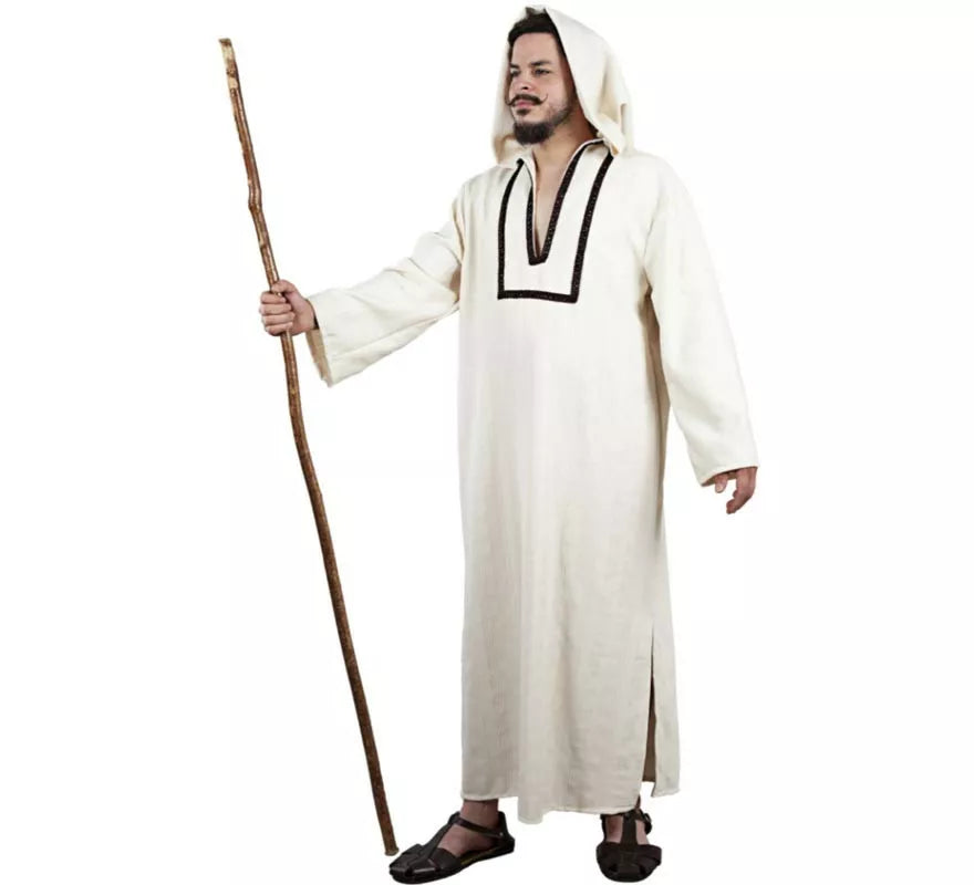 Translation missing: de.Disfraz de Chilaba Morisca blanco con capucha para hombre
