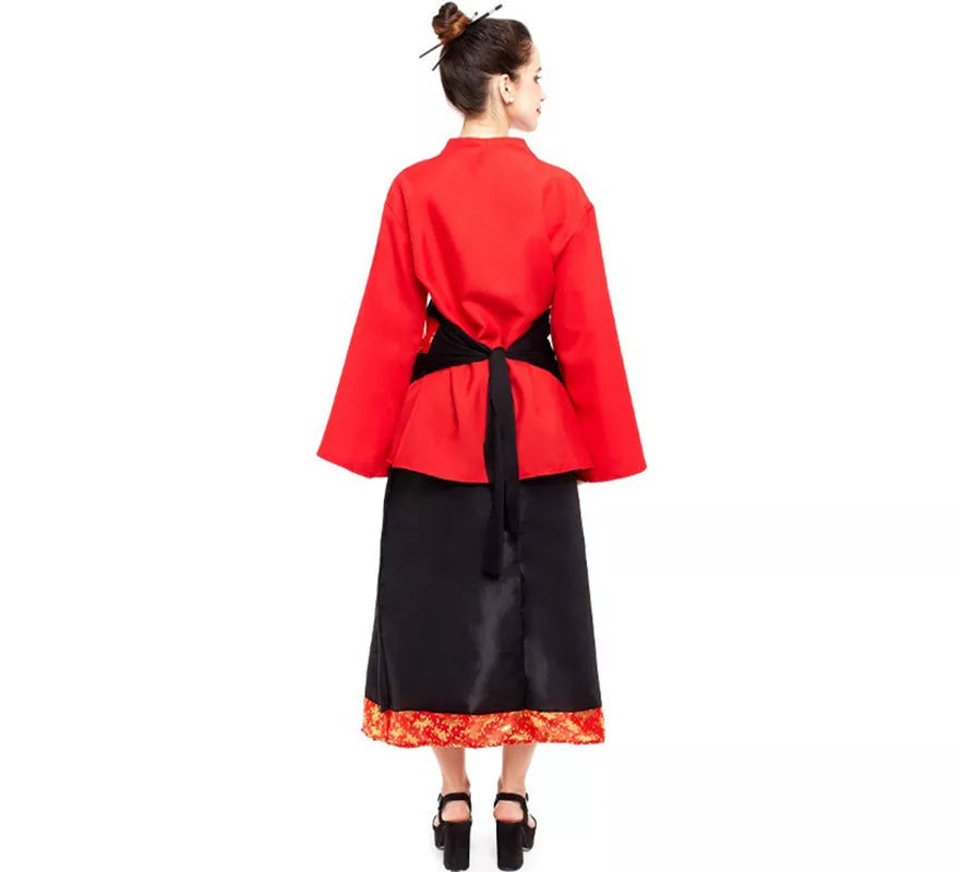 Translation missing: de.Disfraz de China Aldeana Rojo y Negro para mujer