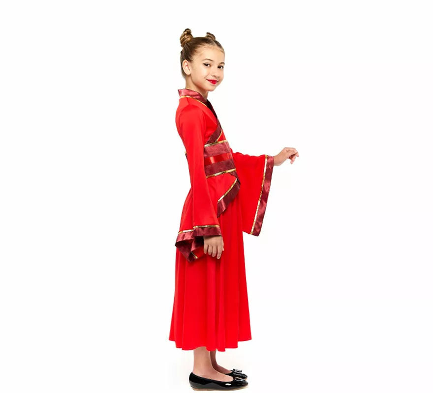 Disfraz de China Hanfu rojo para niña
