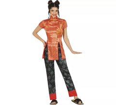 Orangefarbenes China-Kostüm für Damen