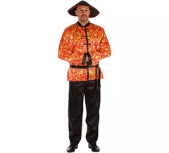 Rotes chinesisches Kostüm mit Print für Herren