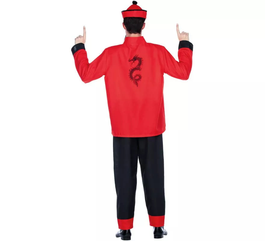 Translation missing: de.Disfraz de Chino Rojo y Negro para hombre