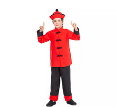 Rotes und schwarzes chinesisches Kostüm für ein Kind
