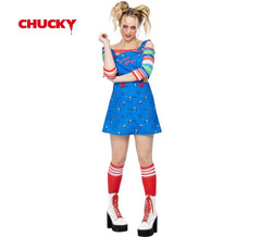 Chucky Kostüm blaues Kleid für Damen