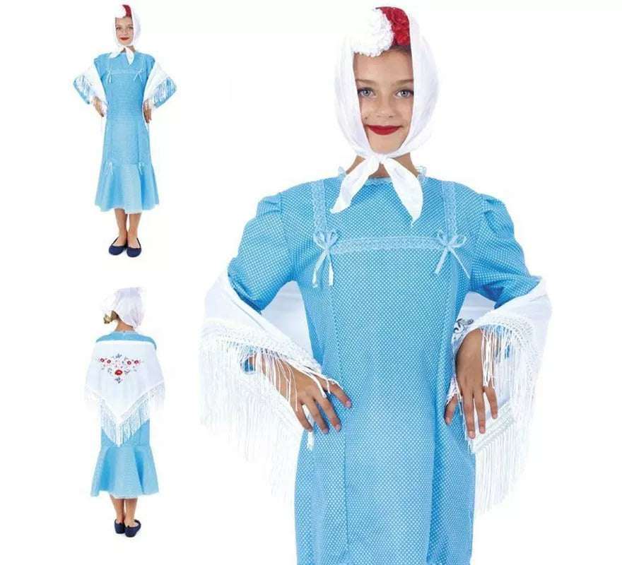 Translation missing: de.Disfraz de Chulapa azul para niña
