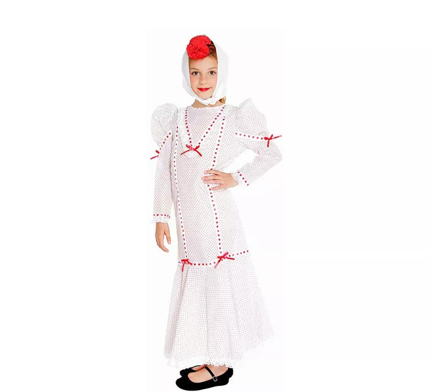Translation missing: de.Chulapa blanco lunares rojos pequeños para niña