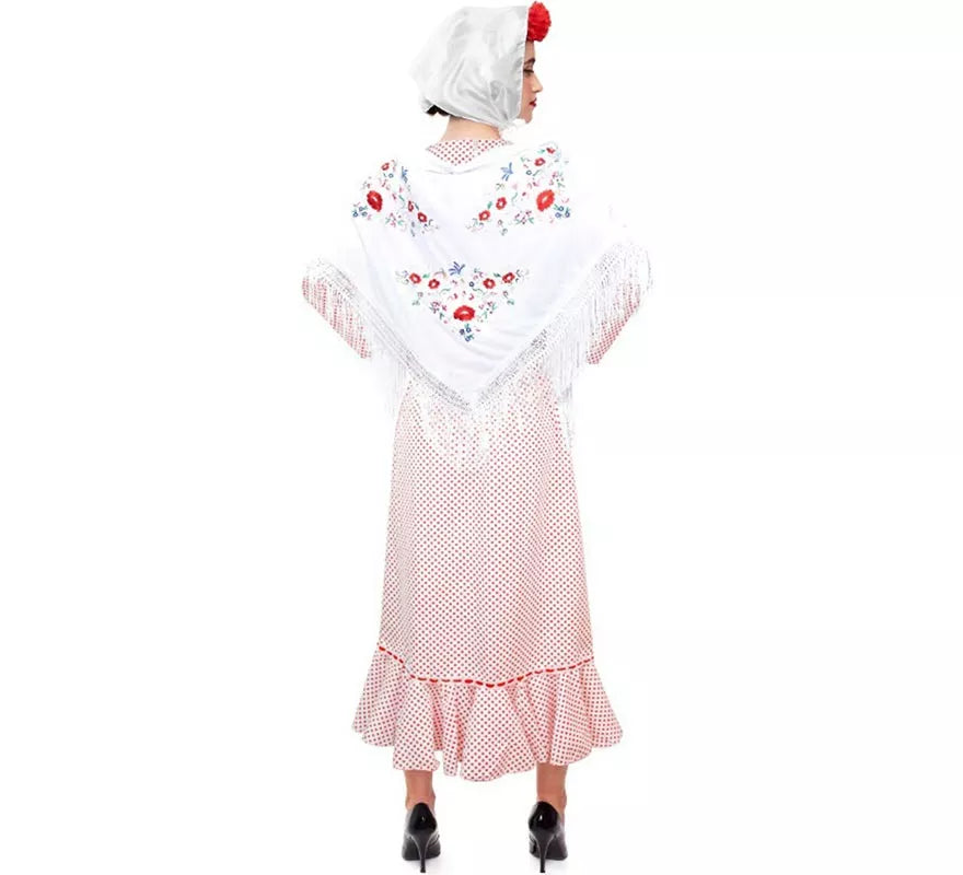 Translation missing: de.Disfraz de Chulapa Clasico blanco con lunares rojos para mujer