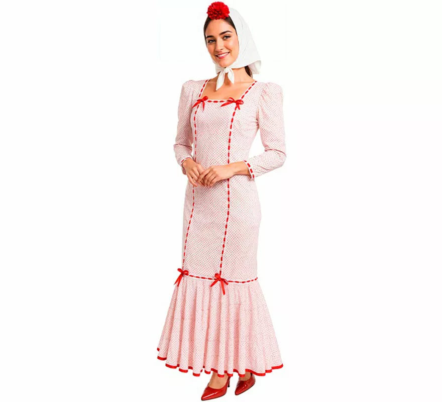 Translation missing: de.Disfraz de Chulapa Clásico blanco y rojo para mujer