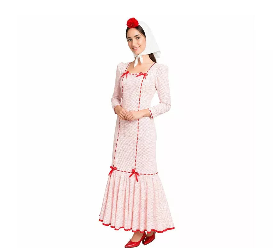 Translation missing: de.Disfraz de Chulapa Clásico blanco y rojo para mujer