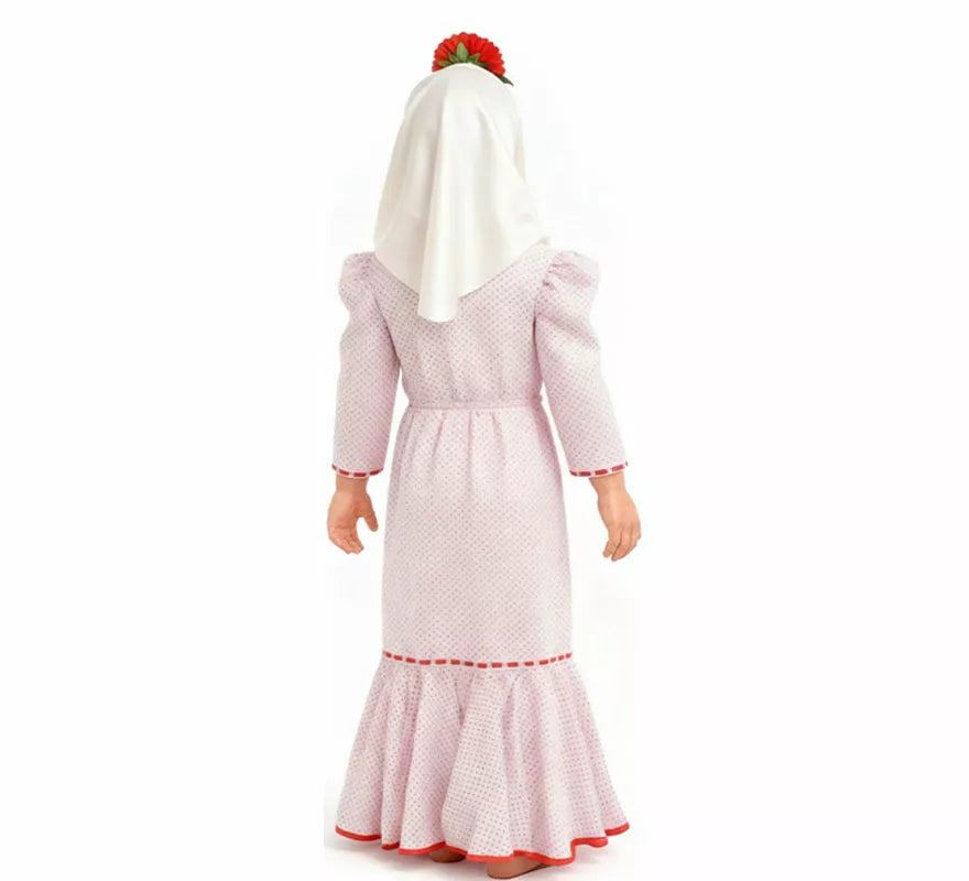 Translation missing: de.Disfraz de Chulapa Clásico blanco y rojo para niña