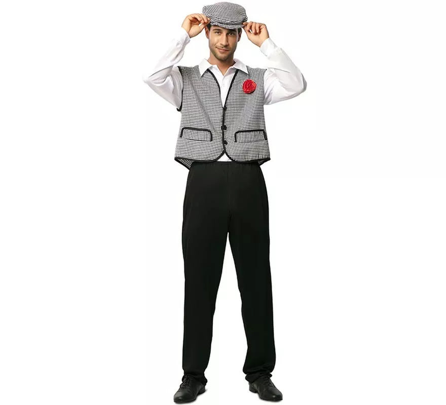 Translation missing: de.Disfraz de Chulapo Madrileño gris con gorro para hombre