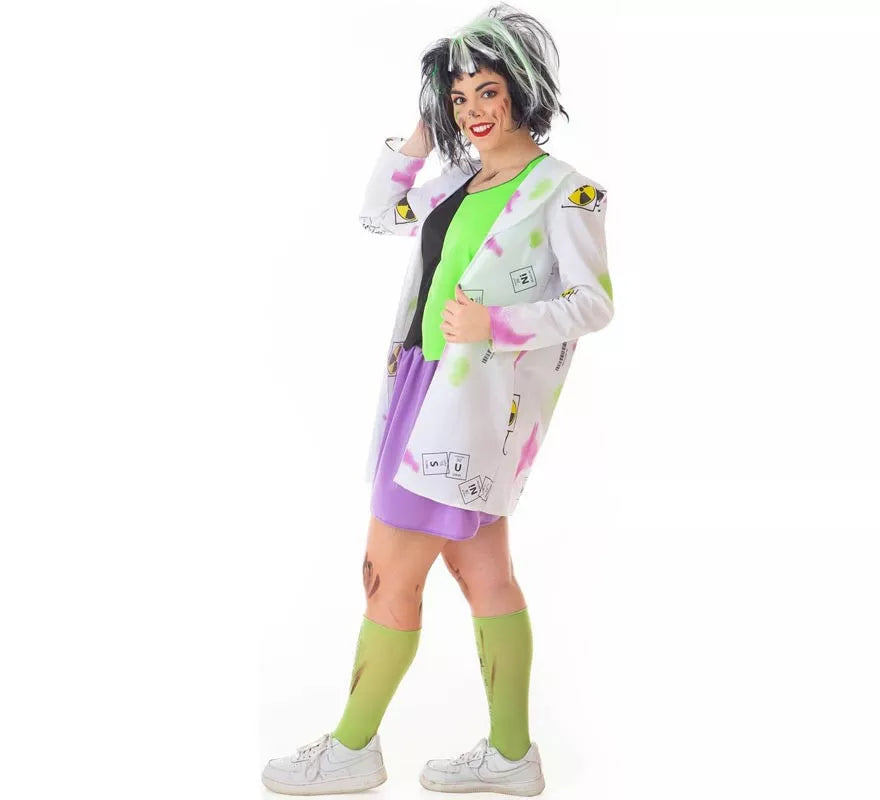 Translation missing: de.Disfraz de Científica Loca blanco y verde para mujer