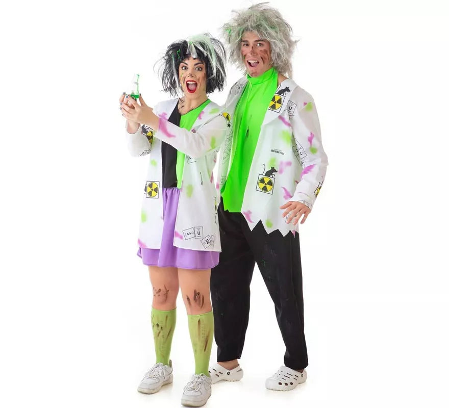 Translation missing: de.Disfraz de Científica Loca blanco y verde para mujer