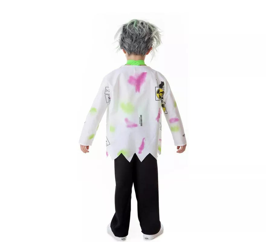 Translation missing: de.Disfraz de Científico Loco blanco y verde para niño