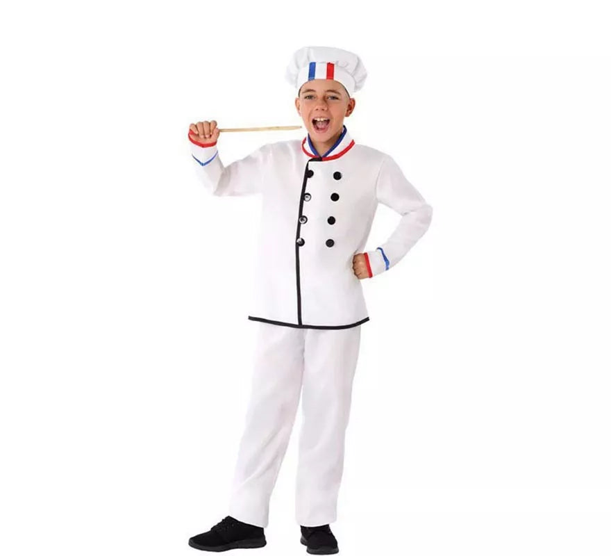 Translation missing: de.Disfraz de Cocinero Blanco con gorro para niño