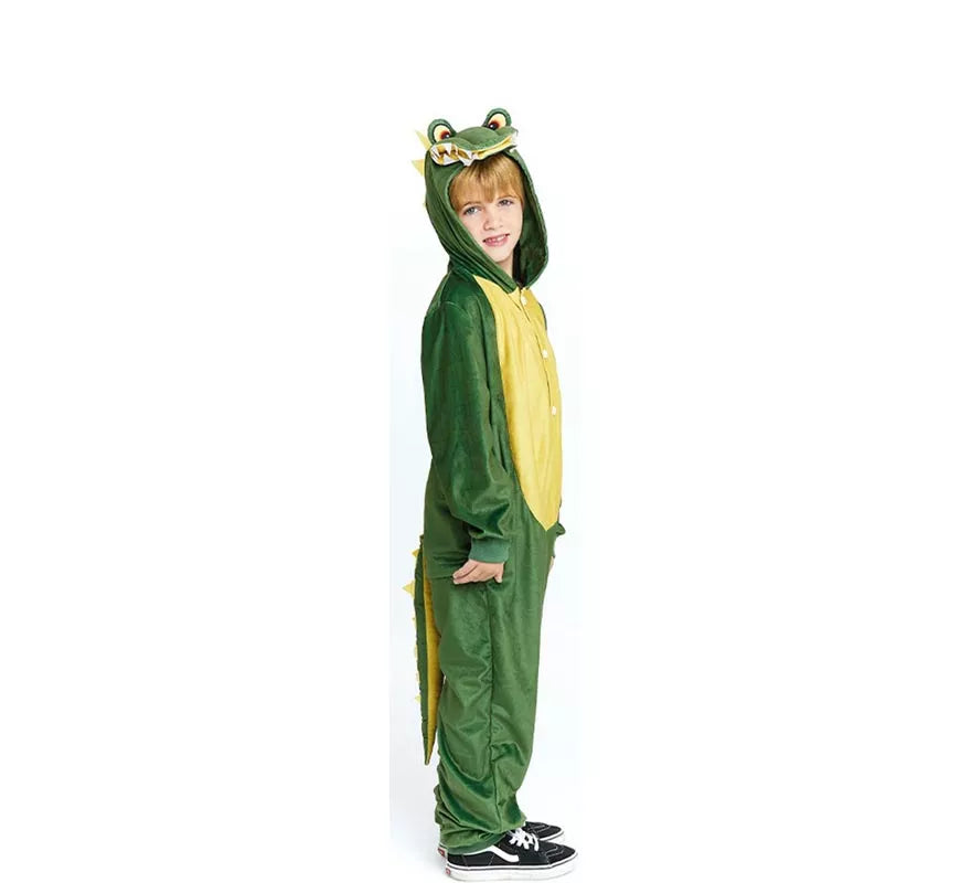 Translation missing: de.Disfraz de Cocodrilo verde y amarillo con capucha para niño