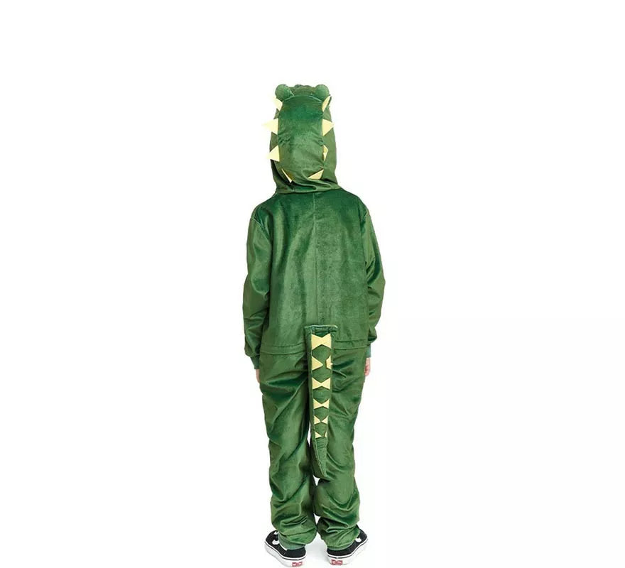 Disfraz de Cocodrilo verde y amarillo con capucha para niño