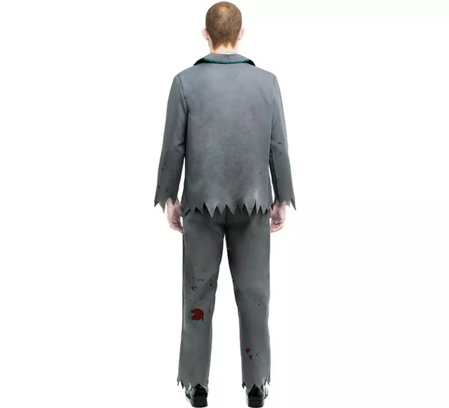 Translation missing: de.Disfraz de Colegial Zombie gris con chaqueta para hombre