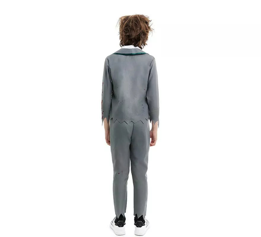Translation missing: de.Disfraz de Colegial Zombie gris con chaqueta para niño
