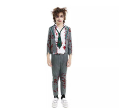 Graues Zombie-Schuljungenkostüm mit Jacke für Jungen