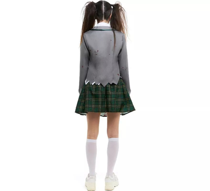 Translation missing: de.Disfraz de Colegiala Zombie gris con chaqueta para mujer