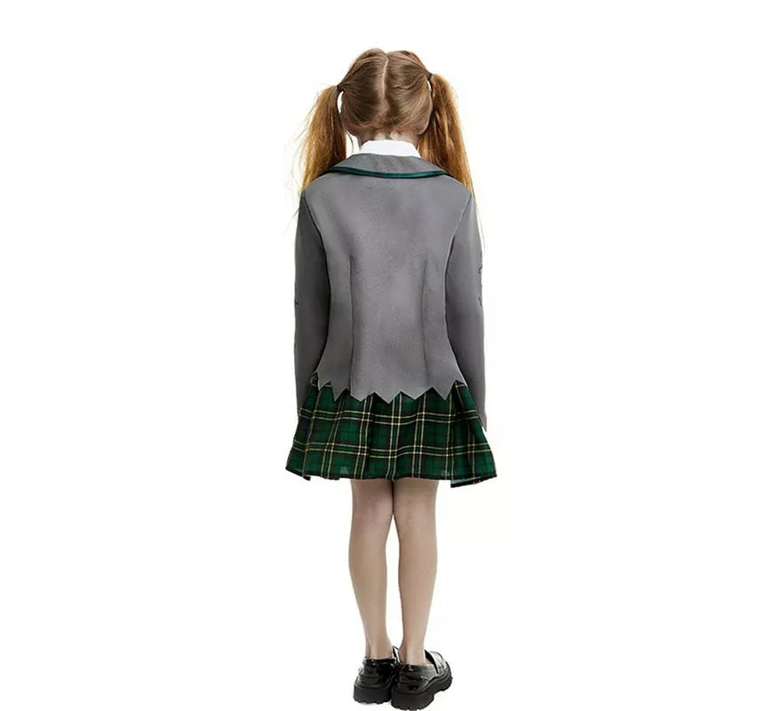 Translation missing: de.Disfraz de Colegiala Zombie gris con chaqueta para niña y adolescente