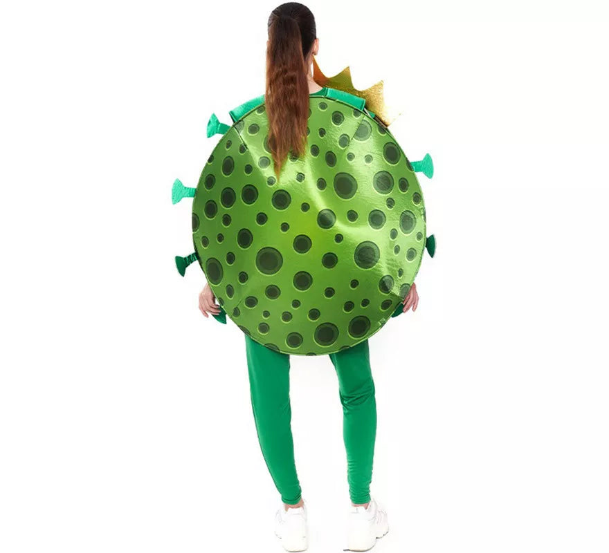 Translation missing: de.Disfraz de Coronavirus verde con Corona para adulto