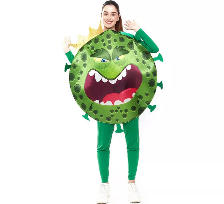 Translation missing: de.Disfraz de Coronavirus verde con Corona para adulto