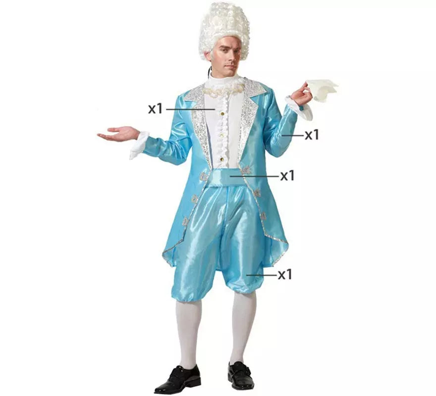 Disfraz de Cortesano azul para hombre