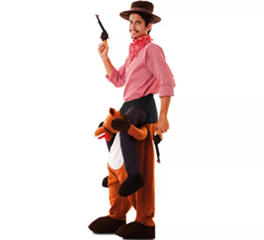 Translation missing: de.Disfraz de Cowboy a hombros de Caballo para adultos