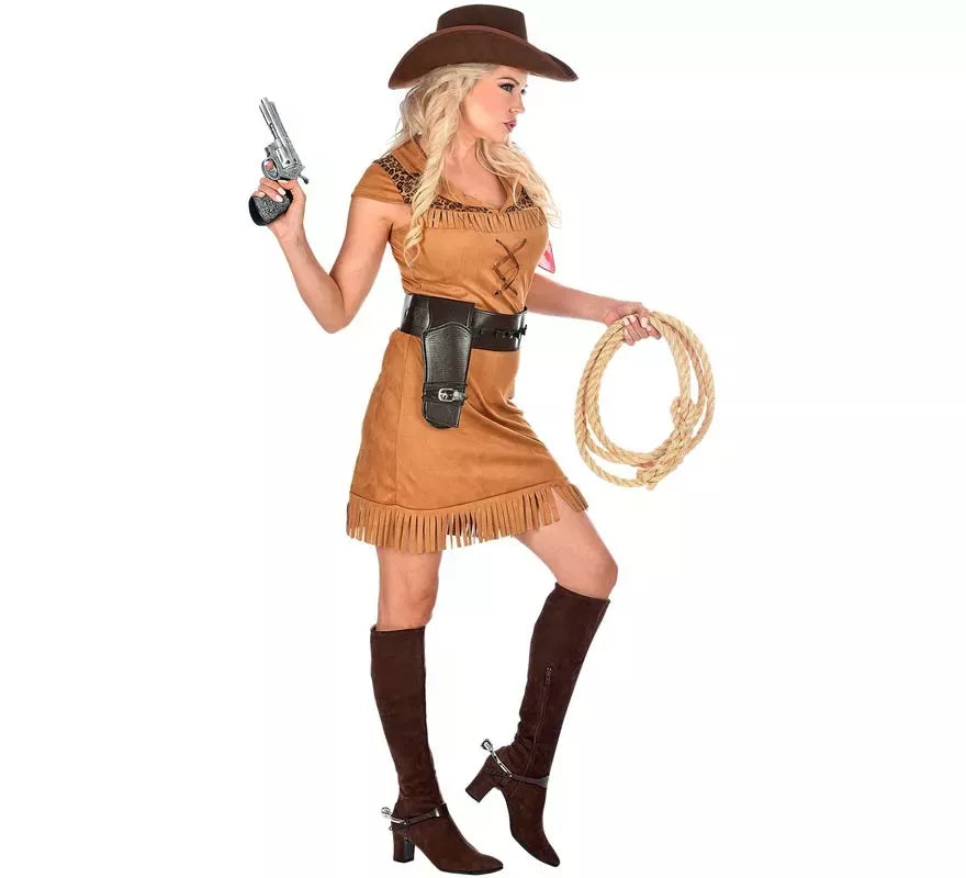 Disfraz de Cowgirl marrón para mujer