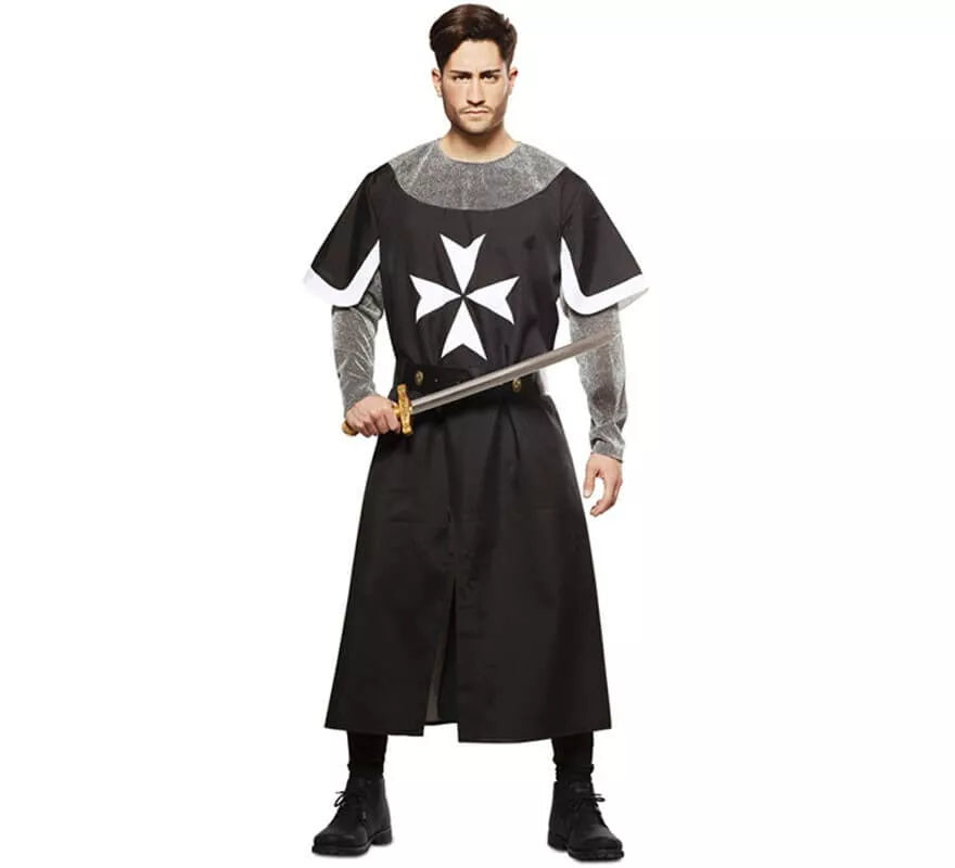 Translation missing: de.Disfraz de Cruzado Medieval Negro para hombre
