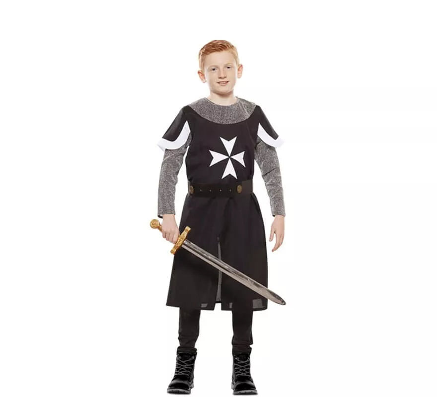 Translation missing: de.Disfraz de Cruzado Medieval Negro para niño