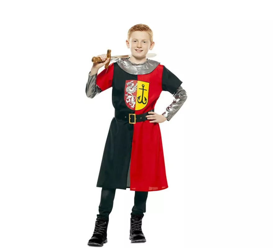 Translation missing: de.Disfraz de Cruzado Medieval Rojo y Negro para niño