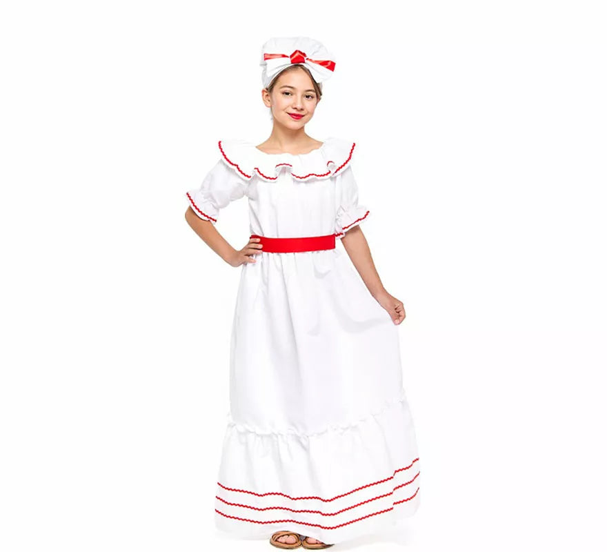 Translation missing: de.Disfraz de Cubana blanco para niña