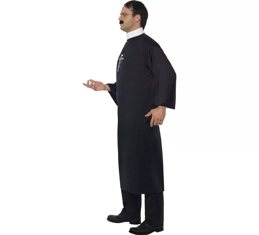 Disfraz de Cura Católico color Negro para Hombre