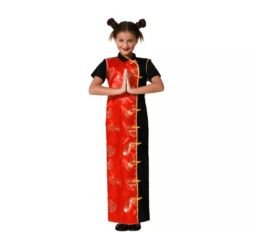 Translation missing: de.Disfraz de Dama China negro y rojo para niña