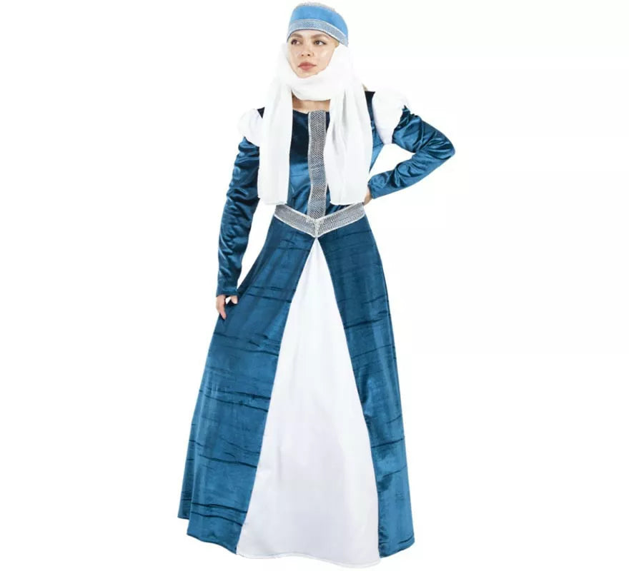 Translation missing: de.Disfraz de Dama de la Corte azul y blanco para mujer