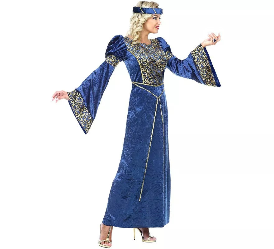 Translation missing: de.Disfraz de Dama del Renacimiento azul y dorado para mujer