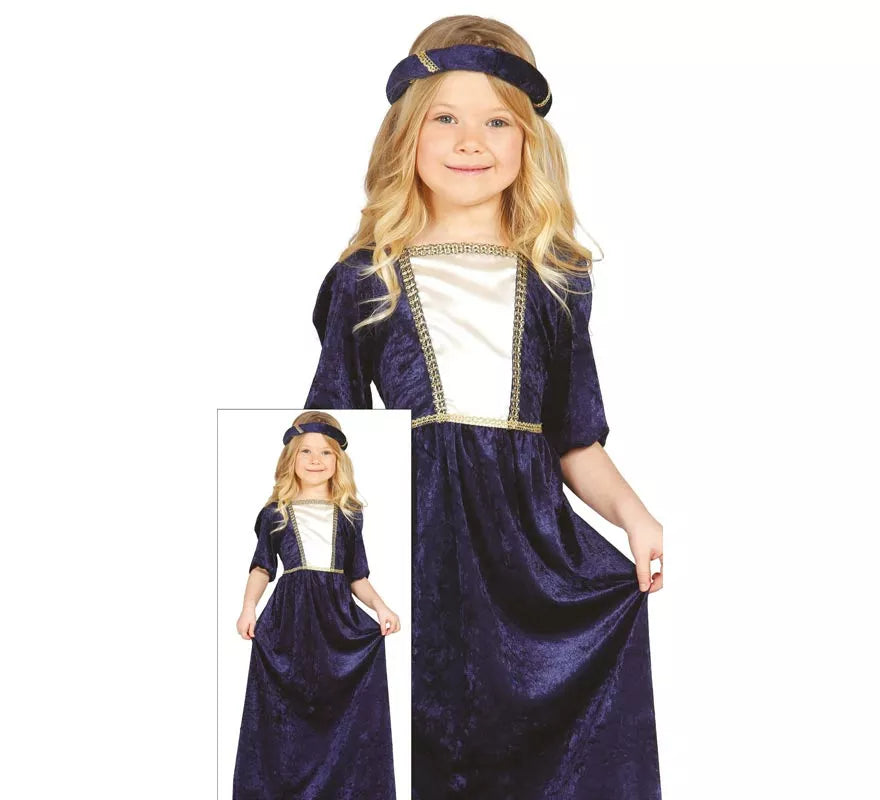 Translation missing: de.Disfraz de Dama Medieval azul para niña