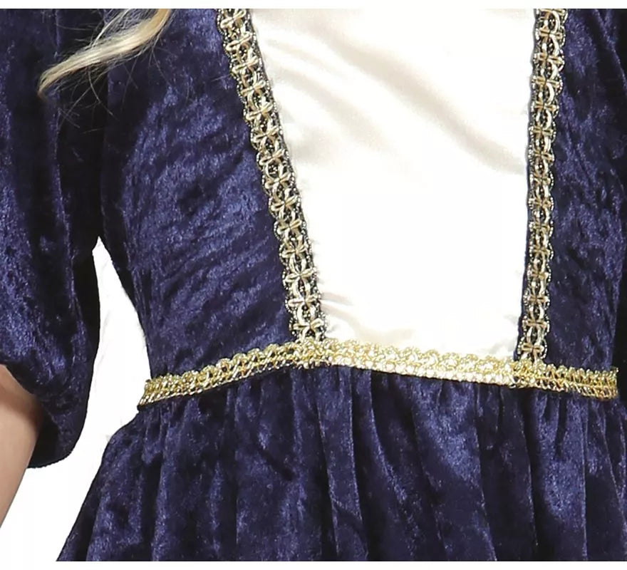 Disfraz de Dama Medieval azul para niña